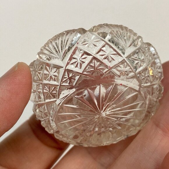 Set of 2 Vintage Open Round Salt Dip/Salt Cellars Fan Pineapple Shape Glass - Picture 10 of 14